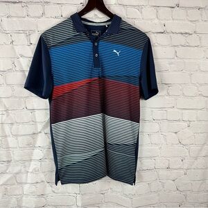 Puma way 1 striped Polo Shirt youth XL streetwear activewear skater preppy